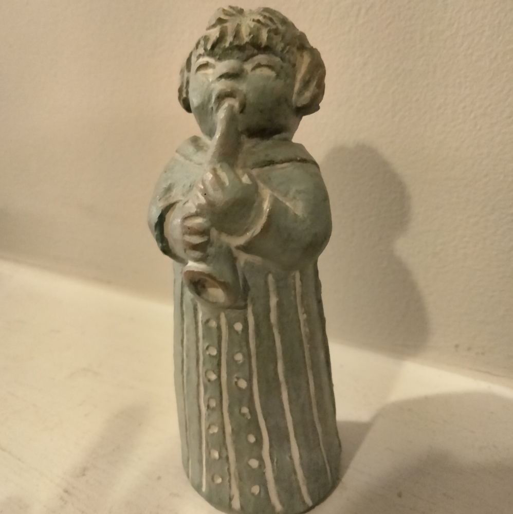 Vintage Signed Isabel Bloom angel with clarinet instrument sculpture figurine
